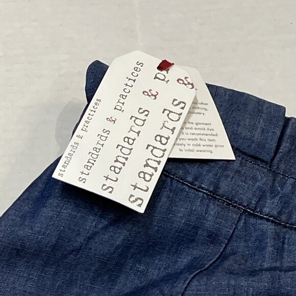 Standards and Practices Pants Womens 16 Chambray Wide Leg Cropped Paperbag Waist - Picture 12 of 12